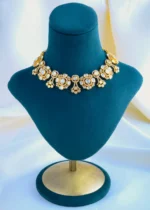 Intricate Moissanite Polki Necklace Set NEC000863 - Image 2