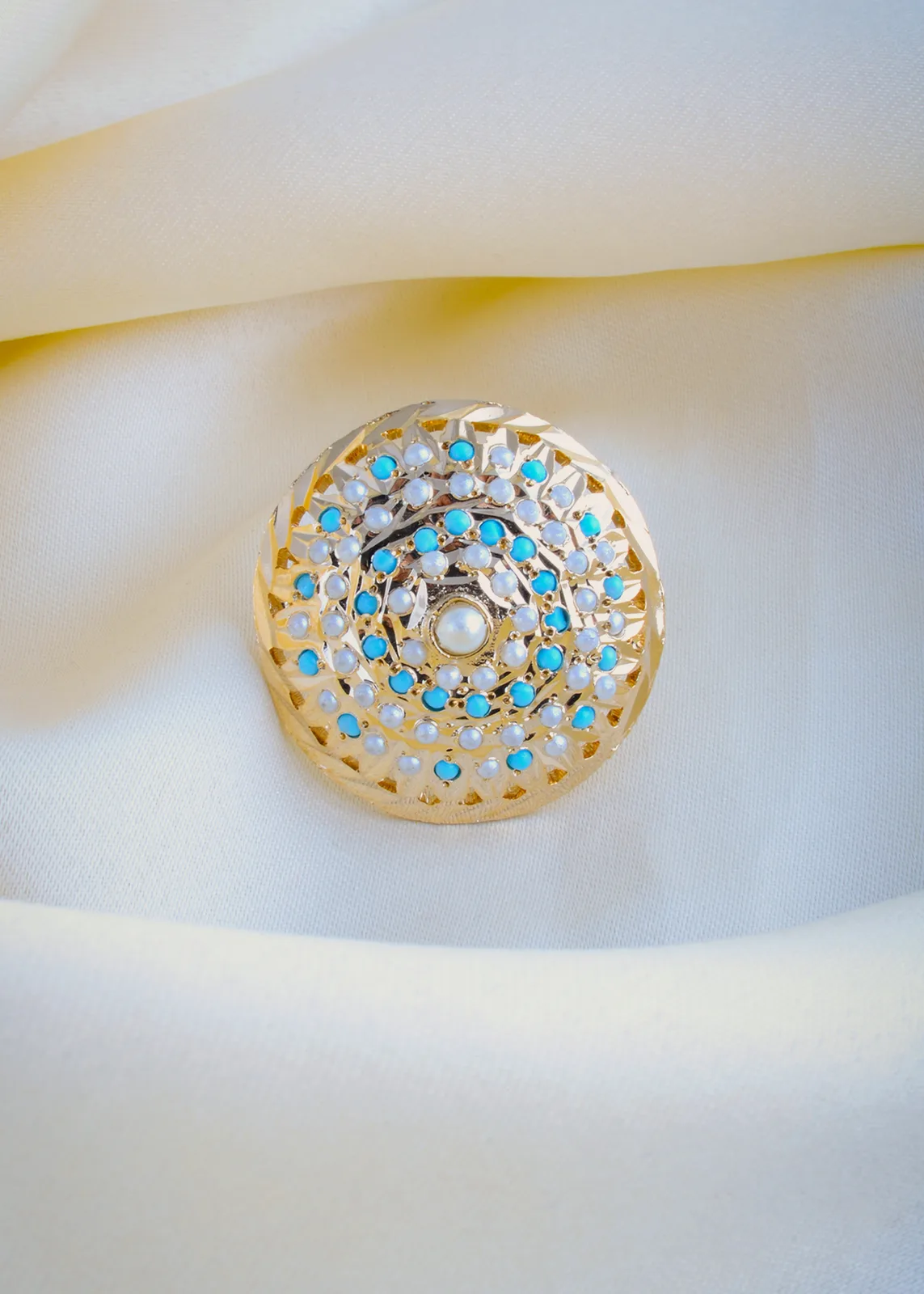 Jadau-Firoza-Ring-Yellow-Gold-RING01007a Jadau Firoza Ring (Yellow Gold) RING01007 - Image 1