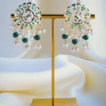 Jadau Green Earrings (Yellow Gold) EAR000960