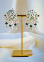 Jadau Green Earrings (Yellow Gold) EAR000960