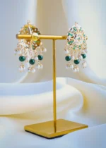Jadau Green Earrings (Yellow Gold) EAR000960 - Image 2
