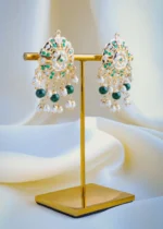 Jadau Green Earrings (Yellow Gold) EAR000960 - Image 3