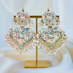 Jadau Paan Firoza Earrings (Yellow Gold) EAR001324