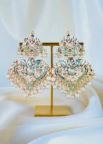 Jadau Paan Firoza Earrings (Yellow Gold) EAR001324