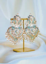 Jadau Paan Firoza Earrings (Yellow Gold) EAR001324 - Image 3