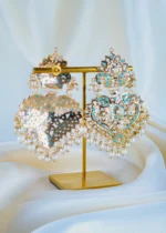 Jadau Paan Firoza Earrings (Yellow Gold) EAR001324 - Image 4