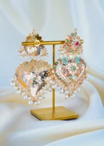 Jadau Paan Navratna Earrings (Yellow Gold) EAR001326 - Image 4
