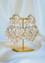 Jadau Paan Pearl Earrings (Yellow Gold)  EAR001325 - Image 3