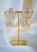 Jadau Pearl Jhumka Earrings (Yellow Gold) EAR000954