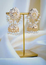 Jadau Pearl Jhumka Earrings (Yellow Gold) EAR000954 - Image 2