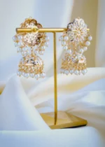 Jadau Pearl Jhumka Earrings (Yellow Gold) EAR000954 - Image 3