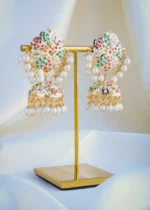 Jadau Pearl Jhumka Earrings (Yellow Gold) EAR000958 - Image 2