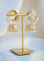 Jadau Pearl Jhumka Earrings (Yellow Gold) EAR000958 - Image 3