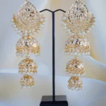 Jadau Triple Jhumka Pearl Earrings (Yellow Gold) EA000R917