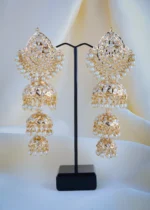 Jadau Triple Jhumka Pearl Earrings (Yellow Gold) EA000R917