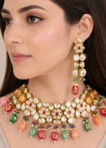 Jashn Multicolor Necklace Set (Yellow Gold) NEC002686 - Image 4