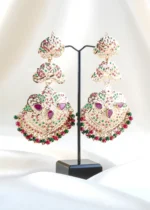 Jashn‑E‑Shaam Festive Chandbali– Ruby Green (Yellow Gold) EAR002522 - Image 2