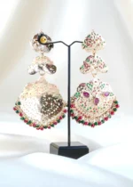 Jashn‑E‑Shaam Festive Chandbali– Ruby Green (Yellow Gold) EAR002522 - Image 3