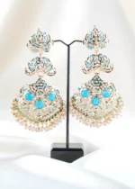 Jashn‑E‑Shaam Festive Chandbali–Turquoise Blue (Yellow Gold) EAR002524