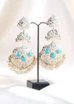 Jashn‑E‑Shaam Festive Chandbali–Turquoise Blue (Yellow Gold) EAR002524 - Image 3
