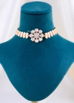 Kundan Bloom Diamond Choker Set (Yellow Gold) NEC002405 - Image 2