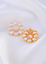 Kundan Bloom Diamond Choker Set (Yellow Gold) NEC002405 - Image 3