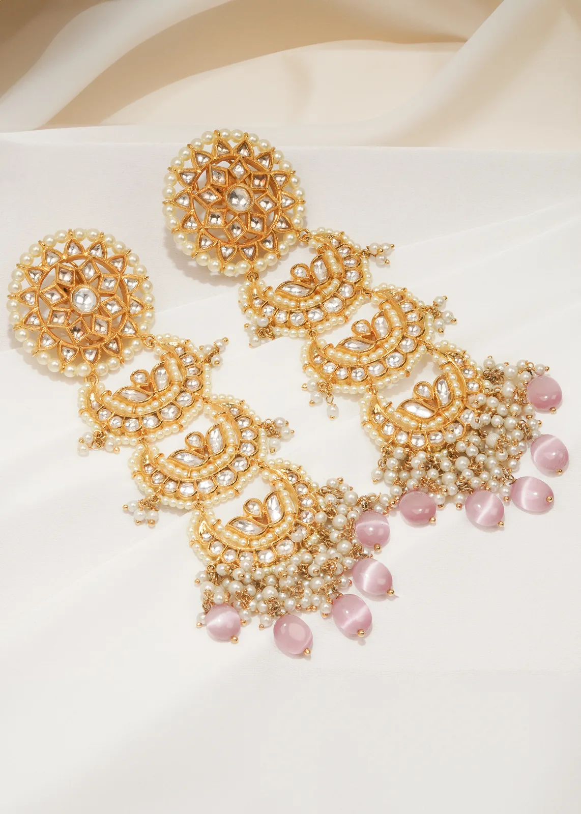 Kundan-Chandbali-Earrings-Yellow-Gold-EAR000635a Kundan Chandbali Earrings (Yellow Gold) EAR000635 - Image 1