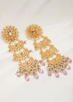 Kundan Chandbali Earrings (Yellow Gold) EAR000635 - Image 3