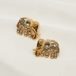 Kundan Elephant Studs (Yellow Gold) EAR000542