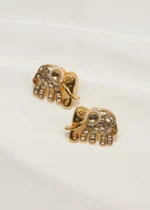 Kundan Elephant Studs (Yellow Gold) EAR000542