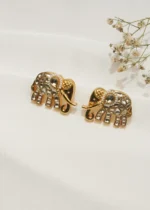 Kundan Elephant Studs (Yellow Gold) EAR000542 - Image 3