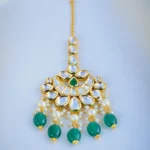 Kundan Green Chand Mang Tika (Yellow Gold) ACC000965