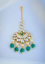 Kundan Green Chand Mang Tika (Yellow Gold) ACC000965