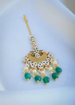 Kundan Green Chand Mang Tika (Yellow Gold) ACC000965 - Image 3