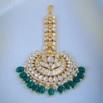 Kundan Green Mang Tika (Yellow Gold) ACC000968