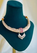 Kundan Hasli Ruby Necklace Set (Yellow Gold) NEC001444 - Image 2