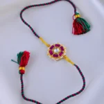 Kundan Kiran Ruby Multi Thread Rakhi (Yellow Gold) RAK001943