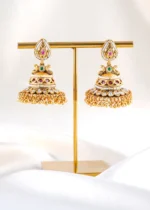 Kundan Mayuri Pearl Jhumkas (Yellow Gold) EAR002521