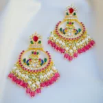 Kundan Multicolor Statement Chandbali Earrings (Yellow Gold) EAR001022