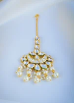 Kundan Pearl Chand Mang Tika (Yellow Gold) ACC000966
