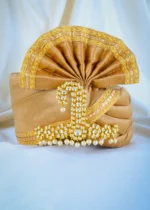 Kundan Pearl Long Sehra Kalgi for Men (Yellow Gold) KALGI1123