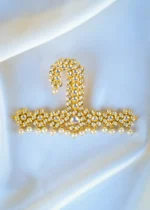 Kundan Pearl Long Sehra Kalgi for Men (Yellow Gold) KALGI1123 - Image 2