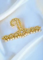 Kundan Pearl Long Sehra Kalgi for Men (Yellow Gold) KALGI1123 - Image 3