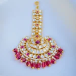 Kundan Pink Mang Tika (Yellow Gold) ACC000962