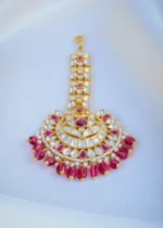 Kundan Pink Mang Tika (Yellow Gold) ACC000962