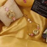 Kundan Pink Thread Rakhi & Kundan Lumba Set