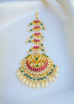 Kundan Polki Chand Mang Tika (Yellow Gold) ACC001011