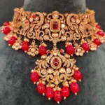 Kundan Polki & Diamond Victorian Mayur Choker Set (Victorian Finish)- NEC02032308