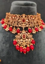 Kundan Polki & Diamond Victorian Mayur Choker Set (Victorian Finish)- NEC02032308