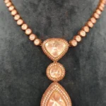 Kundan Polki Drop Necklace Set (Black Rhodium)- NEC02032302
